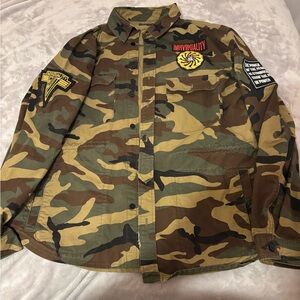 Camouflage Military Style Jacket with Patches
